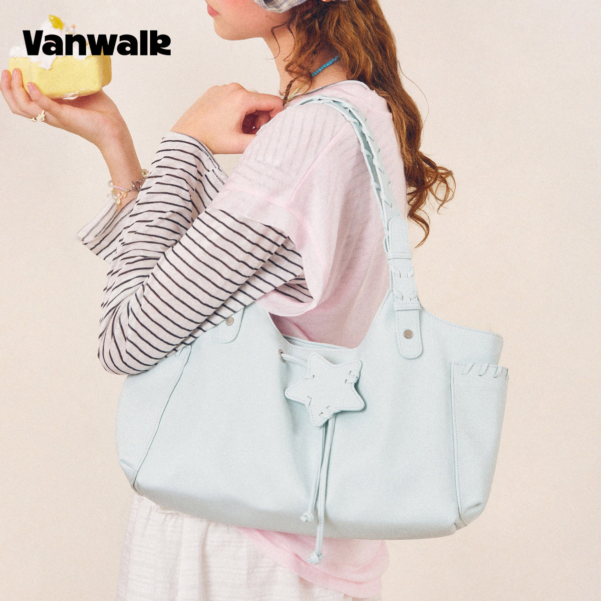 VANWALK Cocoa Pie Series Y2K Soft Leather Shoulder Bag V3106