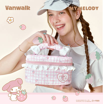 Vanwalk Sanrio Series Cute Gingham Cosmetic Pouch Bow Makeup Bag VS109