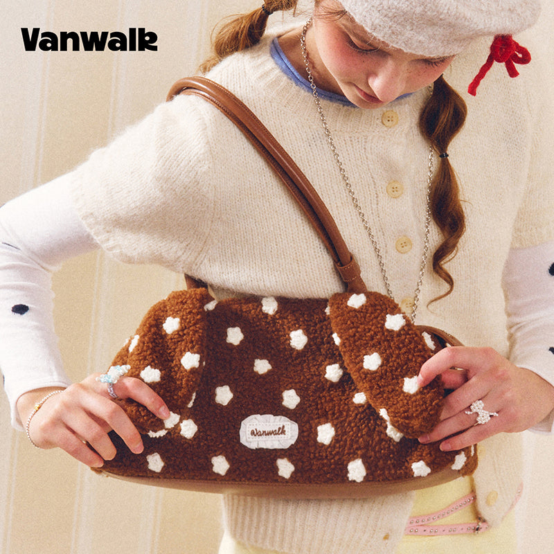 VANWALK COCOA PIE Series Classic Original Design Plush Rabbit Shoulder Bag V3095