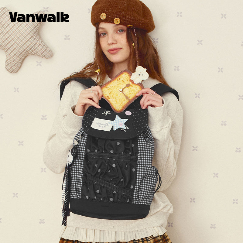 VANWALK Star Detail Cute  Student Backpack V2997