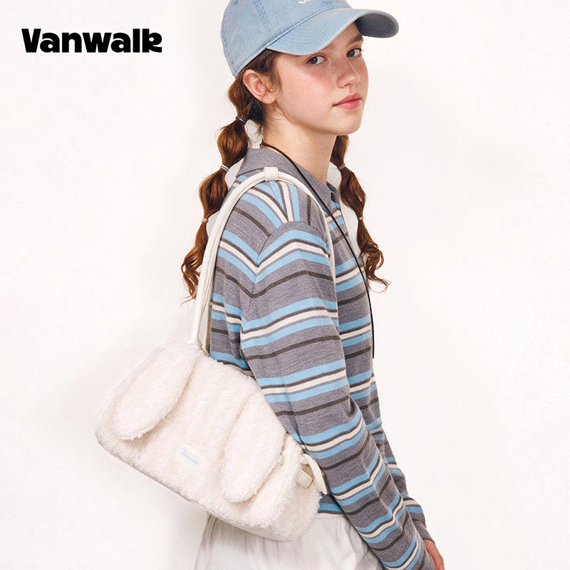 VANWALK COCOA PIE Series Classic Original Design Plush Rabbit Shoulder Bag V3095