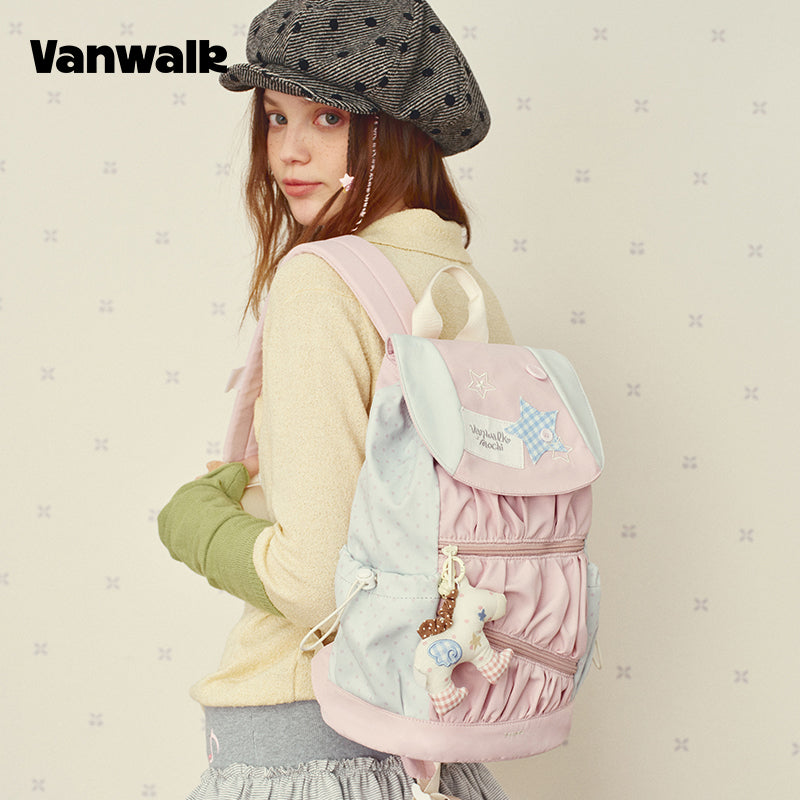 VANWALK Star Detail Cute  Student Backpack V2997