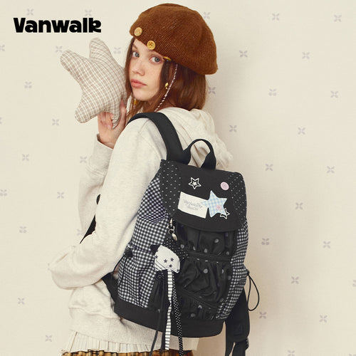 VANWALK Star Detail Cute  Student Backpack V2997