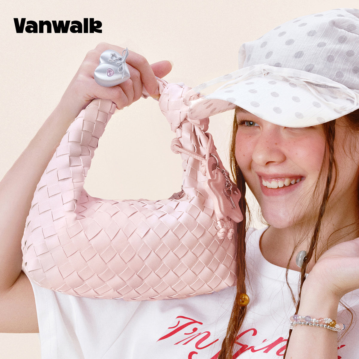 Vanwalk Woven-Texture Knot Embossed Leathe Handbag V3081